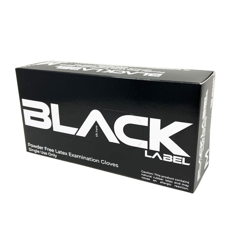Black Label Latex Powder Free Exam Gloves